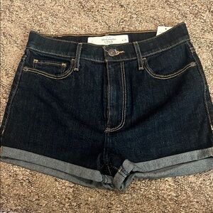 Abercrombie & Fitch Blue Jean Shorts High-Waisted Cuffed